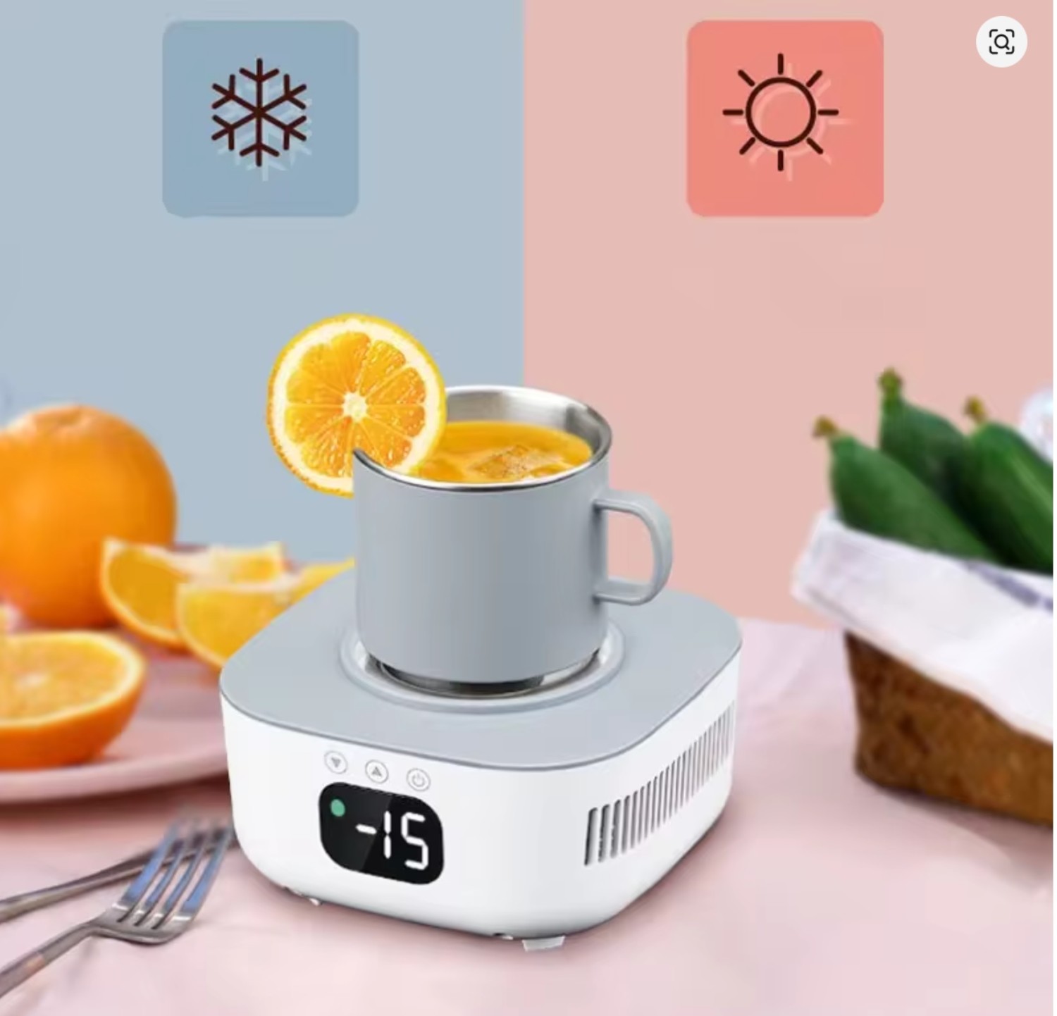 2 in 1 Cooler Cup Mug Heater Beer Bottle Can Soda Drinks Cooling Mug Beverage Cooler Samrt Thermostatic Coaster Cup 220V